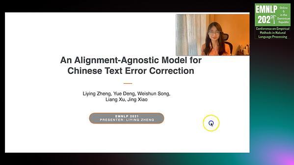 An Alignment-Agnostic Model for Chinese Text Error Correction