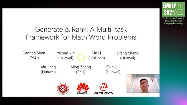 Generate & Rank: A Multi-task Framework for Math Word Problems