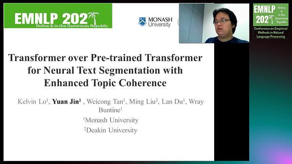 Transformer over Pre-trained Transformer for Neural Text Segmentation with Enhanced Topic Coherence