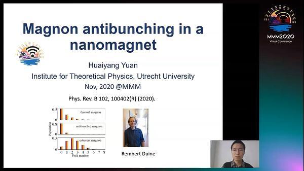 Magnon antibhunching in a nanomagnet