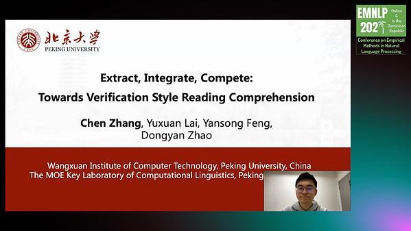 Extract, Integrate, Compete: Towards Verification Style Reading Comprehension