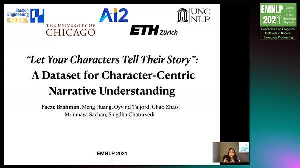 "Let Your Characters Tell Their Story'': A Dataset for Character-Centric Narrative Understanding