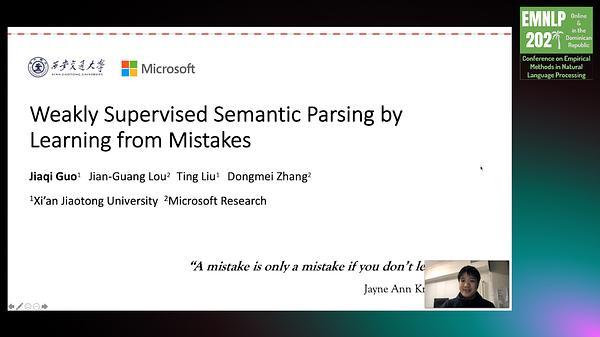 Weakly Supervised Semantic Parsing by Learning from Mistakes