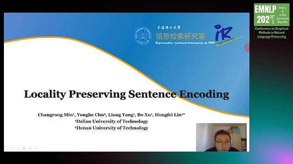 Locality Preserving Sentence Encoding
