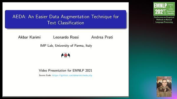 AEDA: An Easier Data Augmentation Technique for Text Classification