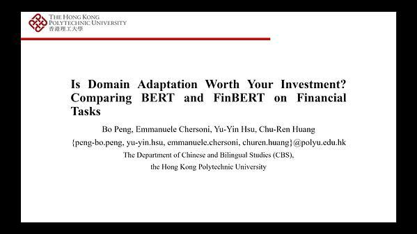 Is Domain Adaptation Worth Your Investment? Comparing BERT and FinBERT on Financial Tasks