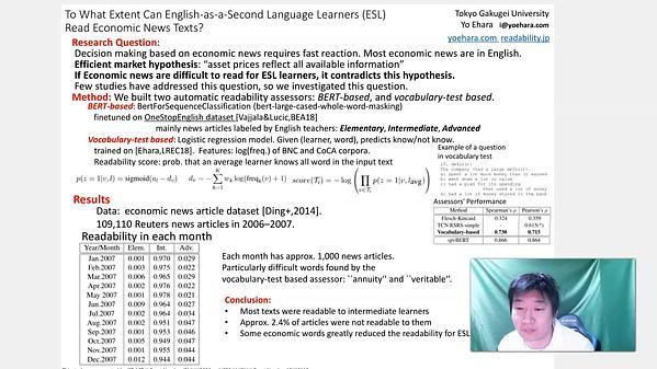 To What Extent Can English-as-a-Second Language Learners Read Economic News Texts?