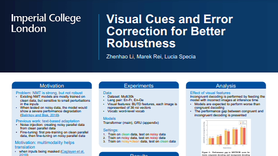 Visual Cues and Error Correction for Translation Robustness