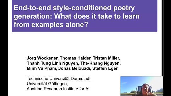 End-to-end style-conditioned poetry generation: What does it take to learn from examples alone?