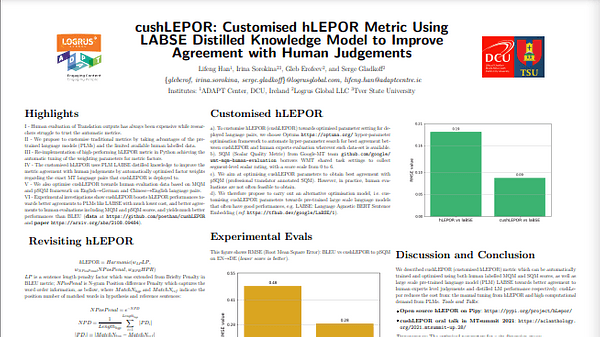 cushLEPOR: Customised hLEPOR Metric Using LABSE Distilled Knowledge Model to Improve Agreement with Human Judgements