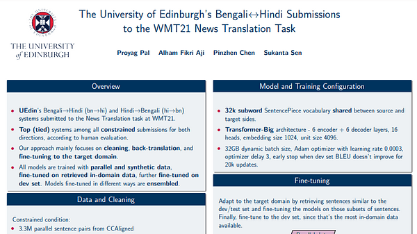 The {U}niversity of {E}dinburgh’s {B}engali-{H}indi Submissions to the {WMT}21 News Translation Task