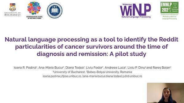 Natural language processing as a tool to identify the Reddit particularities of cancer survivors around the time of diagnosis and remission: A pilot study