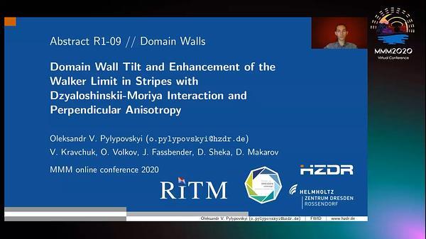 Domain Wall Tilt and Enhancement of the Walker Limit in Stripes with Dzyaloshinskii-Moriya Interaction and Perpendicular Anisotropy