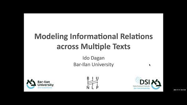 Modeling informational relations across multiple texts
