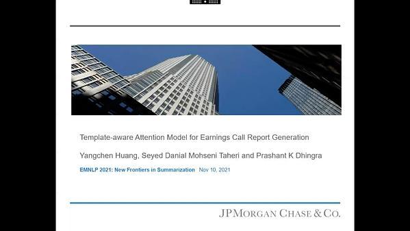 Template-aware Attention Model for Earnings Call Report Generation