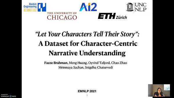 "Let Your Characters Tell Their Story'': A Dataset for Character-Centric Narrative Understanding