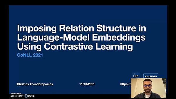 Imposing Relation Structure in Language-Model Embeddings Using Contrastive Learning