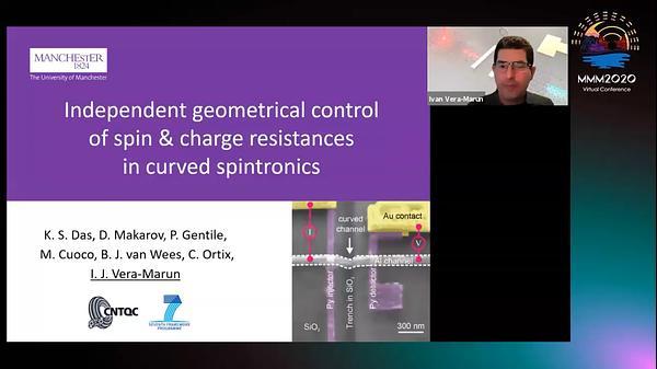 Independent Geometrical Control of Spin and Charge Resistances in Curved Spintronics