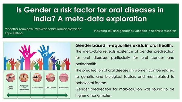 Is Gender a risk factor for oral diseases in India? A meta-data exploration
