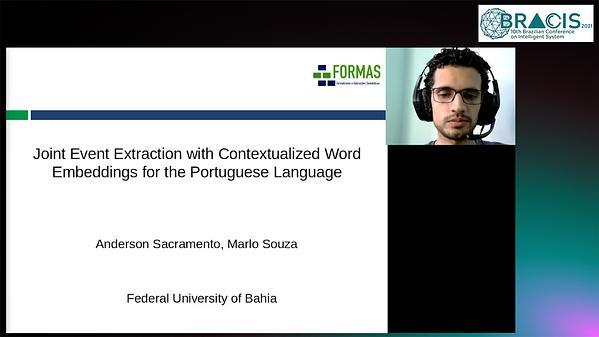 Joint Event Extraction with Contextualized Word Embeddings for the Portuguese Language
