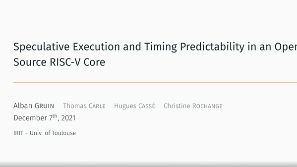 Speculative Execution and Timing Predictability in an Open Source RISC-V Core