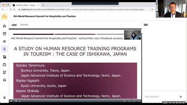 A study on human resource development programs in tourism: Case of Ishikawa, Japan