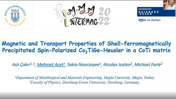 Magnetic and Transport Properties of Shell-ferromagnetically Precipitated Spin-Polarized Co2TiGe in a CoTi matrix