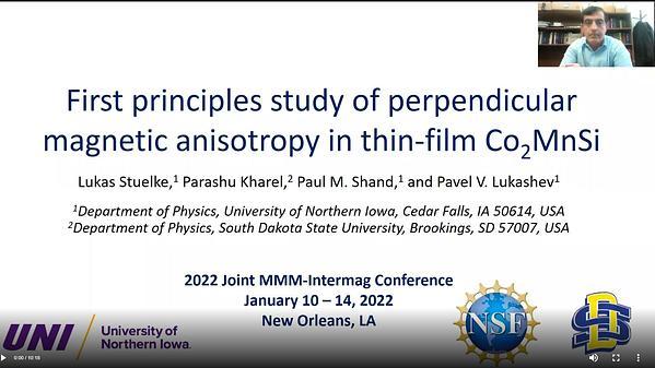 First principles study of perpendicular magnetic anisotropy in thin-film Co2MnSi