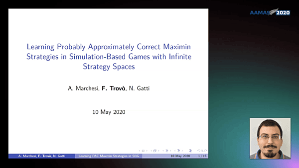 Learning Probably Approximately Correct Maximin Strategies in Simulation-Based Games with Infinite Strategy Spaces