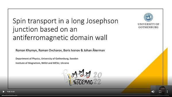Spin transport in a long Josephson junction based on an antiferromagnetic domain wall.