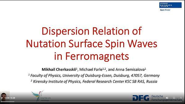 Dispersion Relation of Nutation Surface Spin Waves in Ferromagnets