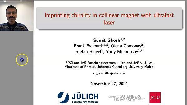 Imprinting chirality in collinear magnet with ultrafast laser