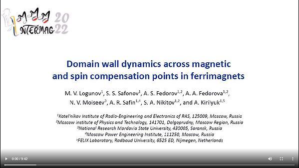 Domain wall dynamics across magnetic and spin compensation points in ferrimagnets