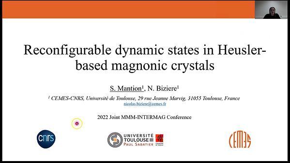 Reconfigurable dynamic states in Heusler based magnonic crystals