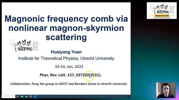 Magnonic Frequency Comb Through Nonlinear Magnon-Skyrmion Scattering
