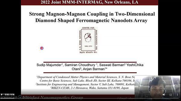 Strong Magnon-Magnon Coupling in Two-Dimensional Diamond Shaped Ferromagnetic Nanodots Array