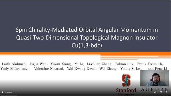 Spin Chirality-Mediated Orbital Angular Momentum in Quasi-Two-Dimensional Topological Magnon Insulator Cu(1,3-bdc)