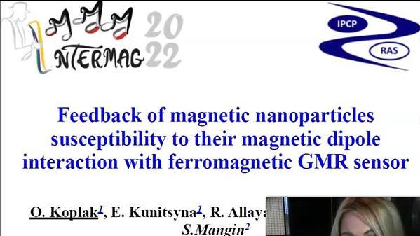 Feedback of magnetic nanoparticles susceptibility to their magnetic dipole interaction with ferromagnetic GMR sensor