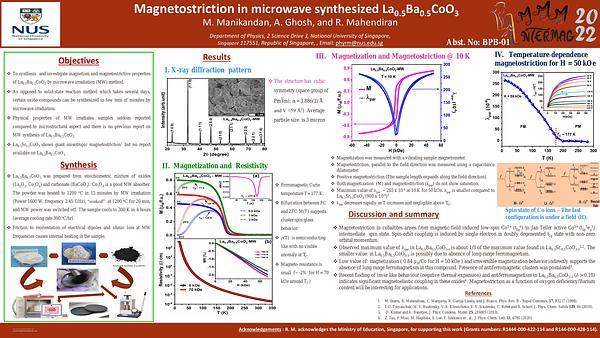 Magnetostriction in microwave synthesized La0.5Ba0.5CoO3