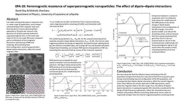 Ferromagnetic resonance of superparamagnetic iron-oxide nanoparticles: quantification of dipole-dipole interactions