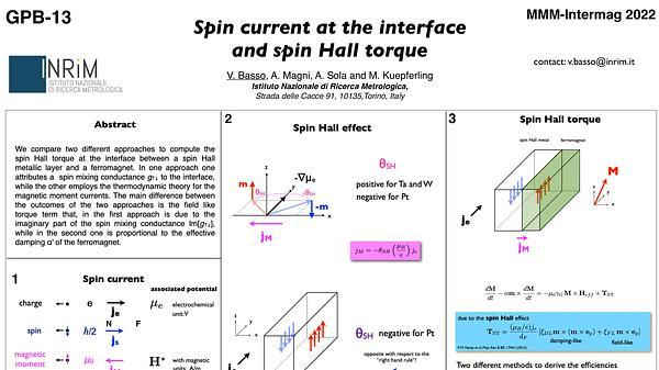 Spin currents at the interface and spin Hall torque