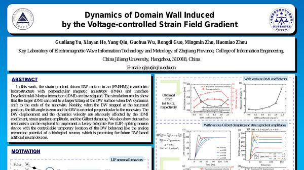 Dynamics of Domain Wall Induced by the Voltage-controlled Strain Field Gradients
