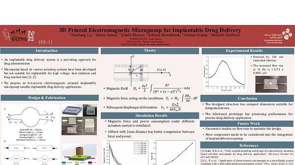 3D Printed Electromagnetics Micropump for Implantable Drug Delivery