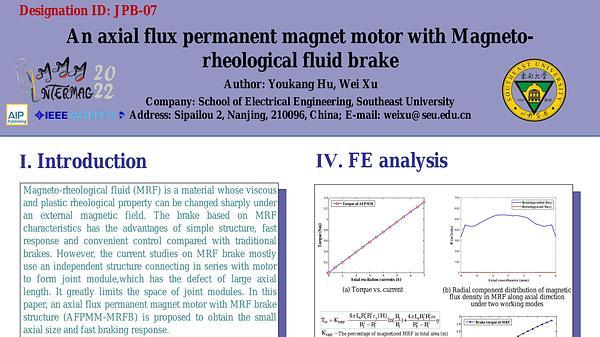 An Axial Flux Permanent Magnet Motor with Magnetorheological Fluid Brake Structure