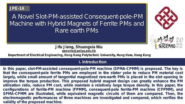 A Novel Slot-PM-assisted Consequent-pole-PM Doubly-salient Machine with Hybrid Magnets of Ferrite PMs and Rare-earth PMs