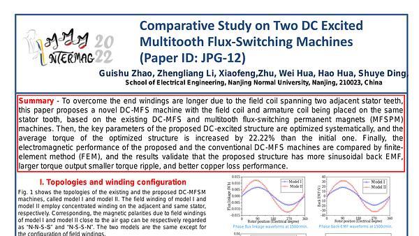 Comparative Study on Two DC Exicited Multitooth Flux-Switching Machines
