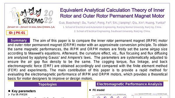 Equivalent Analytical Calculation Theory of Inner Rotor and Outer Rotor Permanent Magnet Motor