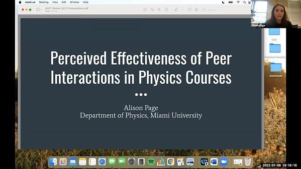 Perceived Effectiveness of Peer Interaction in Physics Courses