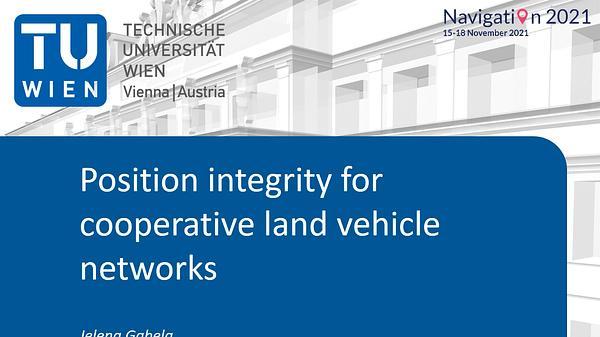 Position integrity for cooperative land vehicle networks