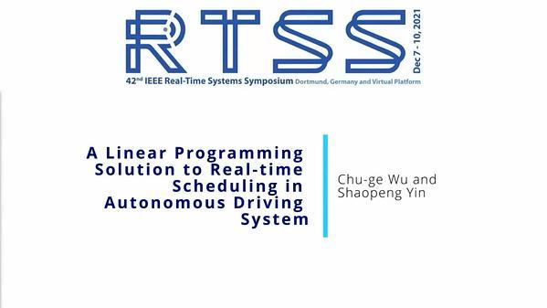 A Linear Programming Solution to Real-time Scheduling in Autonomous Driving System